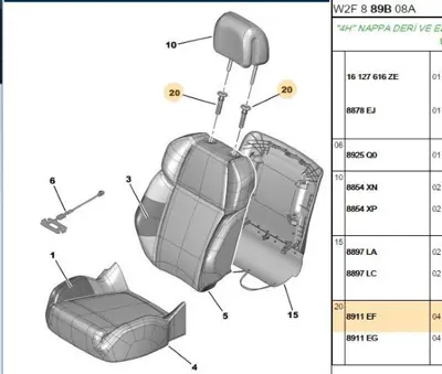PSA 8911.EF Koltuk Baslık Yuvası 8911.EF