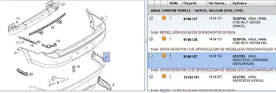 PSA 9186157 Arka Tampon Alt Lastik 1404158 9186157