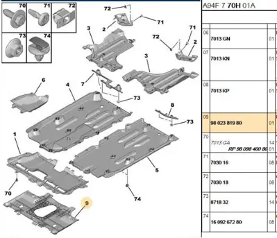 PSA 9802381980 Hava Deflektörü 9802381980 9802381980 7013.KQ