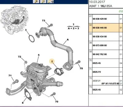 PSA 9803844580 Egr Boru Contası 9803844580 9803844580 3646459