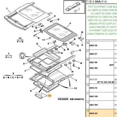 PSA 8410.AY SUNROOF İç Kapak Açma Kolu 8410.AY