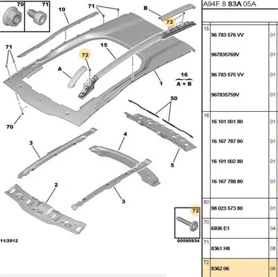 PSA 8362.06 Tavan Bar Bağlantı Civata 8362.06