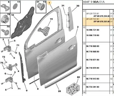 PSA 9807820380 Ön Kapı : R 9807820380 9807820380 9802970280