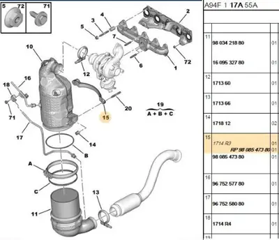 PSA 9808547380 Katalızör Bağlantı AYağı 9808547380