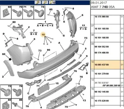 PSA 1609343780 Park Sensör Bağlantı Ayak 1609343780 1610124980
