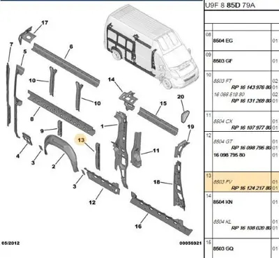PSA 1612421780 Sol Orta Yan Bağlantı Sac 1612421780