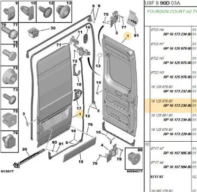 PSA 1617323080 Sol Arka Bagaj Kapağı 1617323080