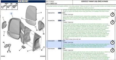 PSA 1685329280 Dıs Dıkız Aynası Sol 735517079 1635685380 9239922 735480940 350315027800 735440423 20971041A1 983805 E2323 3090178