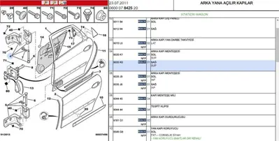 PSA 9035.K0 Arka Kapı Menteşe Sağüst C5 Iı 9035K0