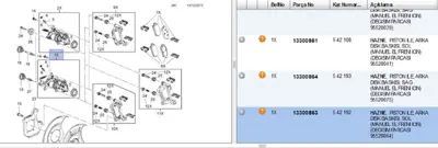 PSA 13300863 Arka Fren Kaliperi Sol Opel Astra J 542192 13300863 13012136261 13300861 4124820 344544 CA3069 F10016 RAB85655 2136261 95520064