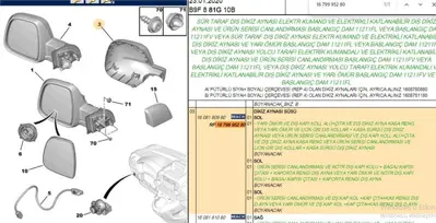 PSA 1679995280 Ayna Kapağı : L 1608180980 V0545 9239867 906843 30501822 906807 96777523XT E3005 3050186 3050184
