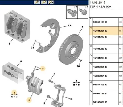 PSA 1610428180 Sol On Fren Kaliperi 308 T9 1610428180 1274121 344908 E4908 JBC1031 ET74908 8AC355397851 LCA781 BC64908 F61288