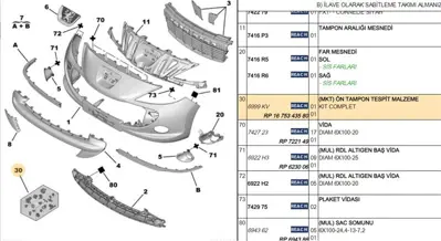 PSA 1675343580 On Tampon Agraf Kiti Peugeot P206- 365739NA 6999KV 1675343580