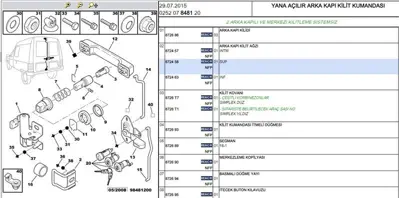 PSA 8724.58 -Arka Kapi Kilit C15 87504254 SP3696 2241816 872458 87245800 9985796 RC6419 QCS7885 85261 58016