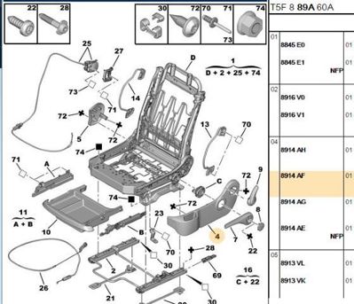 PSA 8914.AF Koltuk İskelet Yan Kapaği 8914.AF