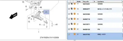 PSA 95479763 Salincak Takozu On  Arkasi Kalos 142101910 95479763 BU1201 CAB20028 52064208 RS17934 BSG16700018 TD673W 1703147 CAS0230