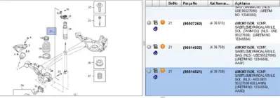 PSA 95514521 Amortisor 313573 93191026 93177873 436369 93189037 436397 436295 95527309 436480 97366653