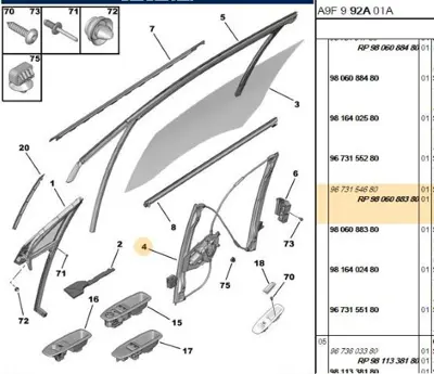 PSA 9673154680 Sağ Ön Cam Motoru 9673154680 9806088380 LTPG715R 301704 ZRPG715R 9816402480 WRL1321R LTPG48R ER1626 ZRPG48R