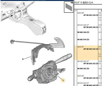 PSA 98000242ZD Far Kumanda Kolu Firsat 98000242ZD 98000242XT 461801009 21031218 231218 CCS70061GS 430852 6243E1 98199434ZD 10102217