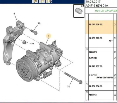 PSA 9807722580 Klima Kompresoru 9827850380 9827874380 1613509980 9807722580 K11502A 8FK351004161 1635513880 9675655880 8880100486 9809274280