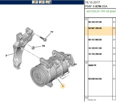 PSA 9808729680 Klima Kompresoru 9808729680 511175 8460 9827874580 K11515 8FK351006161 9827874280 1767 8463 11515