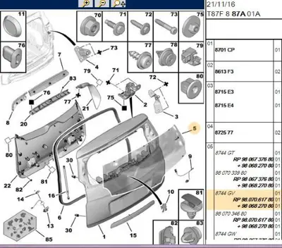 PSA 9807061780 Bagaj Kapak Camı 9807061780