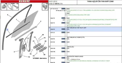 PSA 9309.R2 Sol Ön Cam Dış Fitil 9309.R2