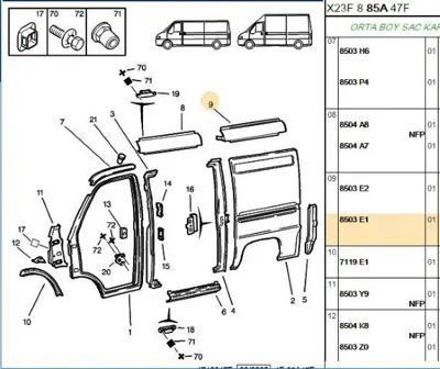 PSA 8503.E1 Sol Yanduvar Arkasacı Üst 8503.E1