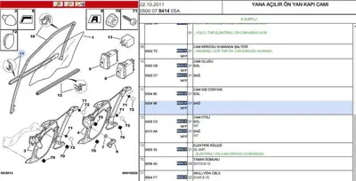 PSA 9334.86 On Kapı Cam Dıs Fıtıl Sağ 9334.86