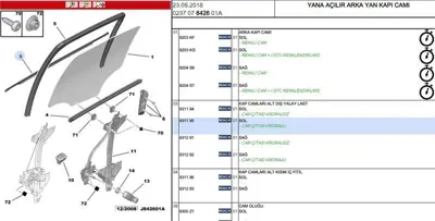 PSA 9311.95 Arka Kapı Cam Dıs Fıtılso 9311.95