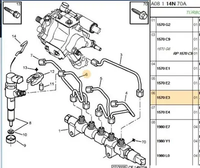 PSA 1570.E3 Enjektör Borusu 1570E3 2S6Q9A557AC