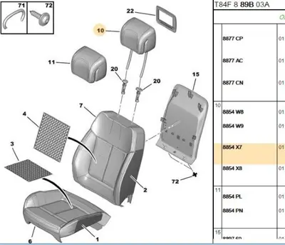 PSA 8854.X7 Ön Koltuk Kafalık 8854.X7