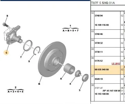 PSA 9803594080 Arka Porya Taşıyıcı 9803594080