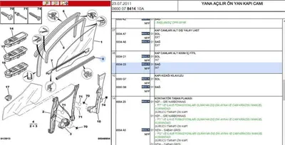 PSA 9334.C0 On Kapı Cam Ic Fıtıl 9334.C0