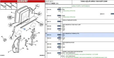 PSA 9334.C3 Arka Kapı Ic Fıtıl S (Os) 9334.C3