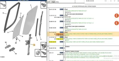PSA 1685323380 Elektrikli Cam Açma Kuman Dası 1685323380