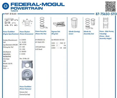 GOETZE NÜRAL 87-75650 STD Piston-Segman 46348926