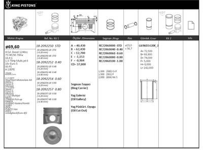 KING PISTON 18-2092254-20 Motor Piston - Segman 0.20 Mm Kisa-1.3 75hp Multi.Jet Ii-16v Euro 5-95 P 1.3 Cdti-(Astra J-Corsa D-M 55267589 623738 55212096 8772660 41288600 623734 8743570010 55267591 8743570022 55212097