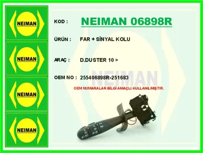 NEIMAN 06898R Far - Sinyal Kolu D.Duster 10 -Gt 23441 52024010 251683 61079019OEM 430603 SLS71019 RECSLS710191 61079019 CLS71019 61079019LGK