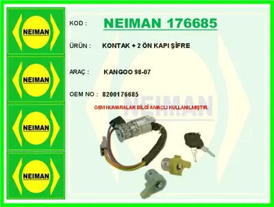 NEIMAN 176685 Kontak - 2 Ön Kapi Şifre Kangoo 98-07 8200176685 M22722 V461269 630066 FT82336 ESTRE003 7701470736