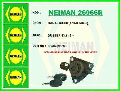 NEIMAN 26966R Bagaj Kilidi Anahtarli Duster 4x2 12 -Gt 905026966R