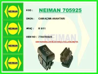 NEIMAN 705925 Cam Açma Anahtari R 9/11 7700673247 7700705925 101828 7701349408 511000510034 50079004 SWR710040 SWR71004 61240 CWR71004AS