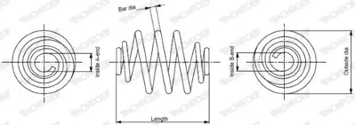 MONROE SP3408 Arka Helezon 280mm Vw Transporter 7J0511115G 39251 7J0511115C 7E0511115B 996644 39455 38274596 38274589 7J0511115E 7J0511115B