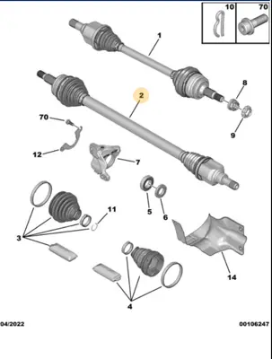 PSA 9820471180 Sağ Aks 9820471180 1612466980 9810710780 SU001B2116