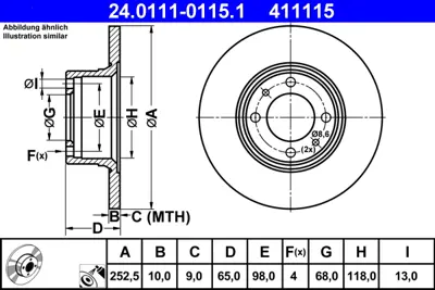 ATE 24.0111-0115.1 Fren Diski Lada 3501070 561130J 300209100 625700 986478746 DF1725 D1006 BG208 186172 1210214