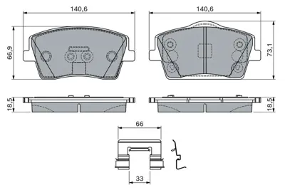 Bosch  0986460144 Ön Balata Volvo XC40 1.5T3 2.0D3 D4 T2 T4 T5 Hybir 31471407 31471408 32276931