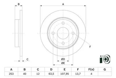 Bosch  0986479F63 Arka Fren Dısk Ayna Fıesta 17-GT H1BC2A315AB 2096336