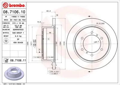 BREMBO 7491510 Fren Dıskı Arka Standard Mıtsubıshı MB618797