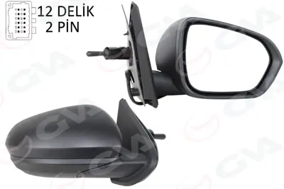 GVA 1019132 Diş Dikiz Aynasi Sağ Mekanik Sinyalsiz Sensörlü 2 963010215R 6166195 34611YM9 963746877R 1557808