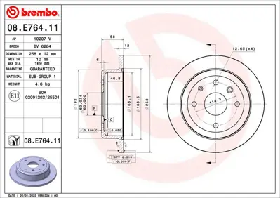 BREMBO 08E76411 Fren Diski Chevrolet Sgm Epıca SEV. Cev 04-05- 96389659